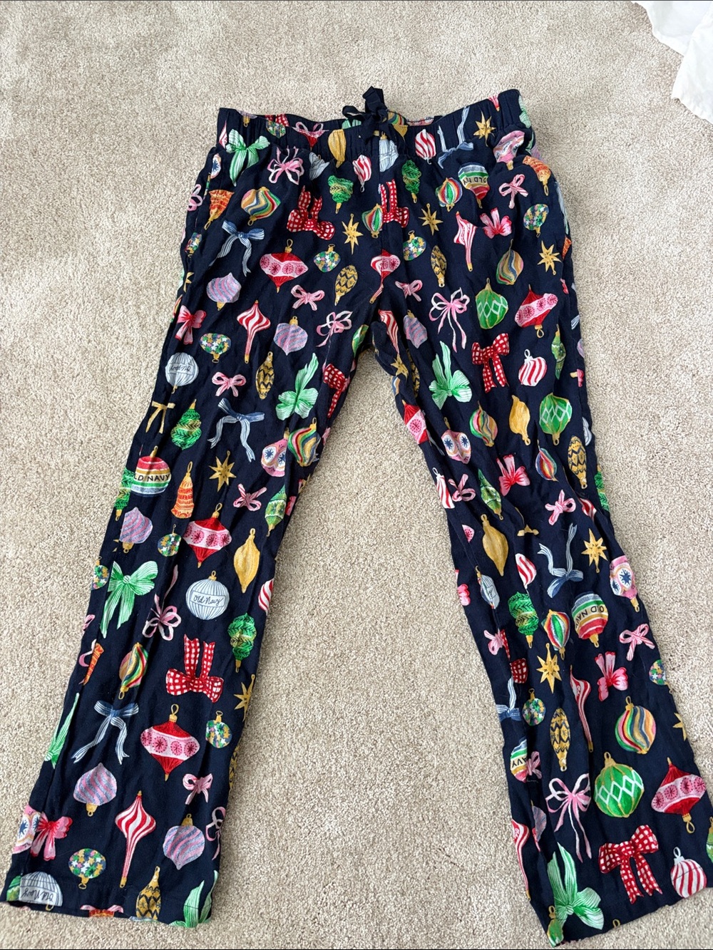 Old Navy Navy Holiday Ornament Pajama Pants with Multicolor Accents